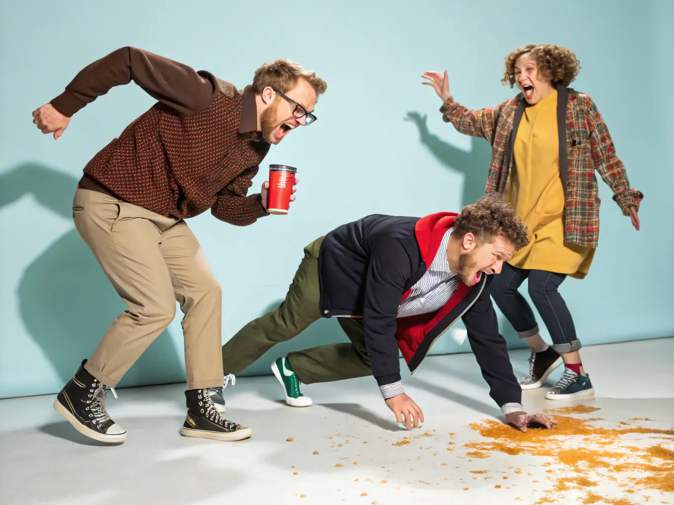 A vibrant scene from a Televisa entertainment show, featuring popular actors in a comedic skit, showcasing the lighthearted and engaging content.