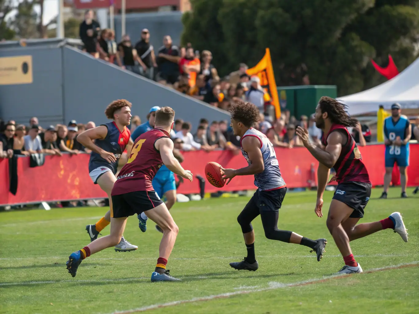 An action-packed image capturing a thrilling moment from a Televisa sports broadcast, with athletes competing in a high-stakes game.