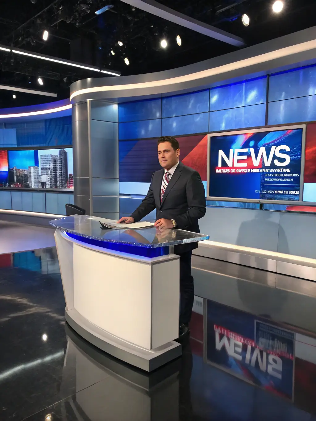 A serious image from a Televisa news broadcast, showing a news anchor reporting live from the scene of a major event, with a focus on professionalism and accuracy.