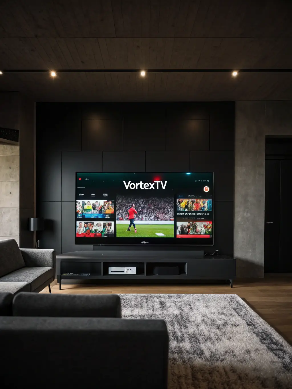 A high-definition image of the VIX Plus interface on a smart TV, highlighting the immersive viewing experience and the availability of 4K content, emphasizing the high-quality streaming experience.