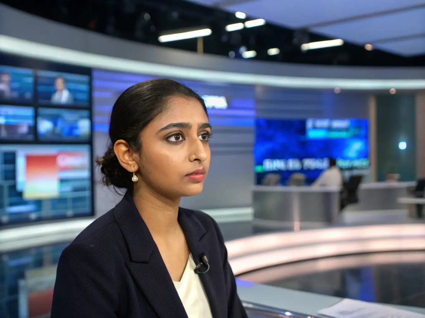 A vibrant image showcasing a news anchor delivering a breaking news story in a modern studio setting, reflecting Televisa's commitment to delivering timely and accurate news coverage.