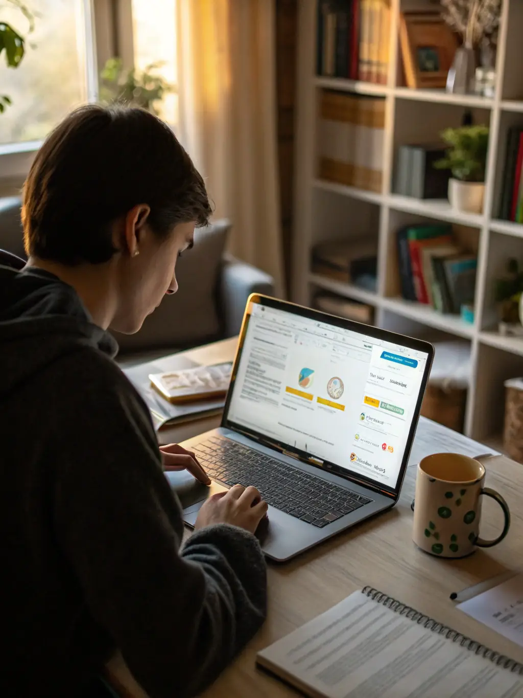 A clean and modern screenshot of the VIX Plus website on a laptop, showcasing the platform's intuitive navigation and the ability to watch live TV and on-demand content, emphasizing the accessibility on various devices.