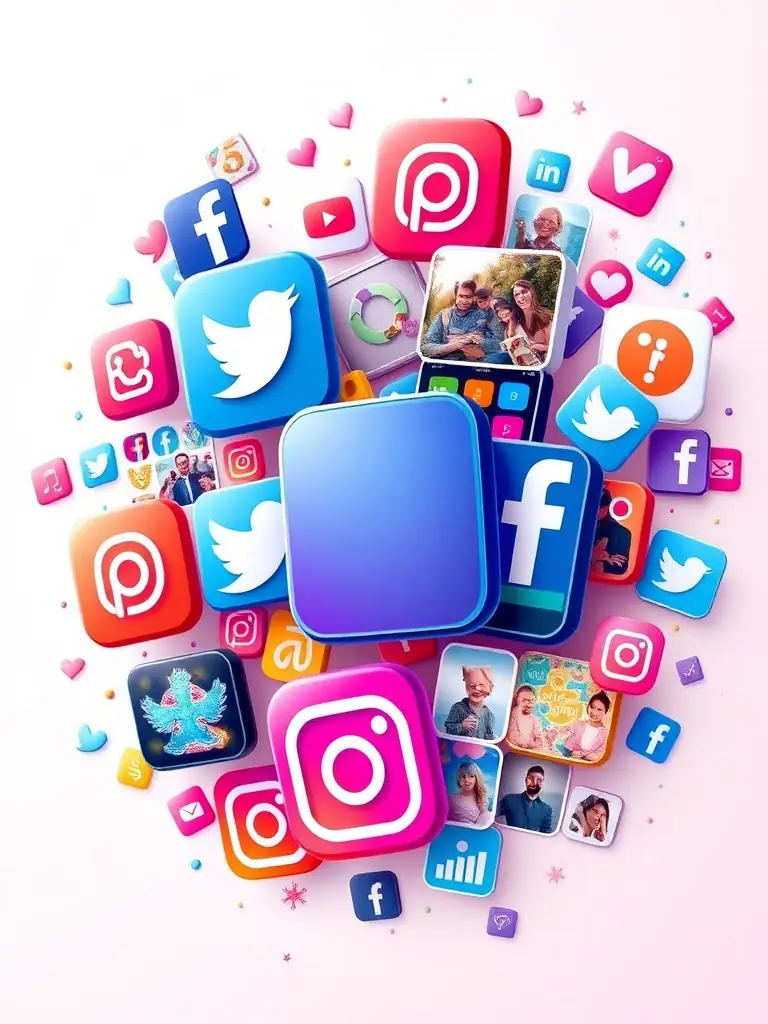 A collage of icons representing various social media platforms (Facebook, Twitter, Instagram) with the VIX Plus logo subtly integrated, highlighting Televisa's social media presence and engagement with viewers, emphasizing the interactive aspect of the platform.